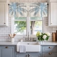 thumbnail image 2 of Light Blue Palm Tree Window Valance Curtain Retro Wood Grain Rod Pocket Short Curtain for Living Room, Bedroom & Kitchen Window Decor 60x18in, 2 of 8