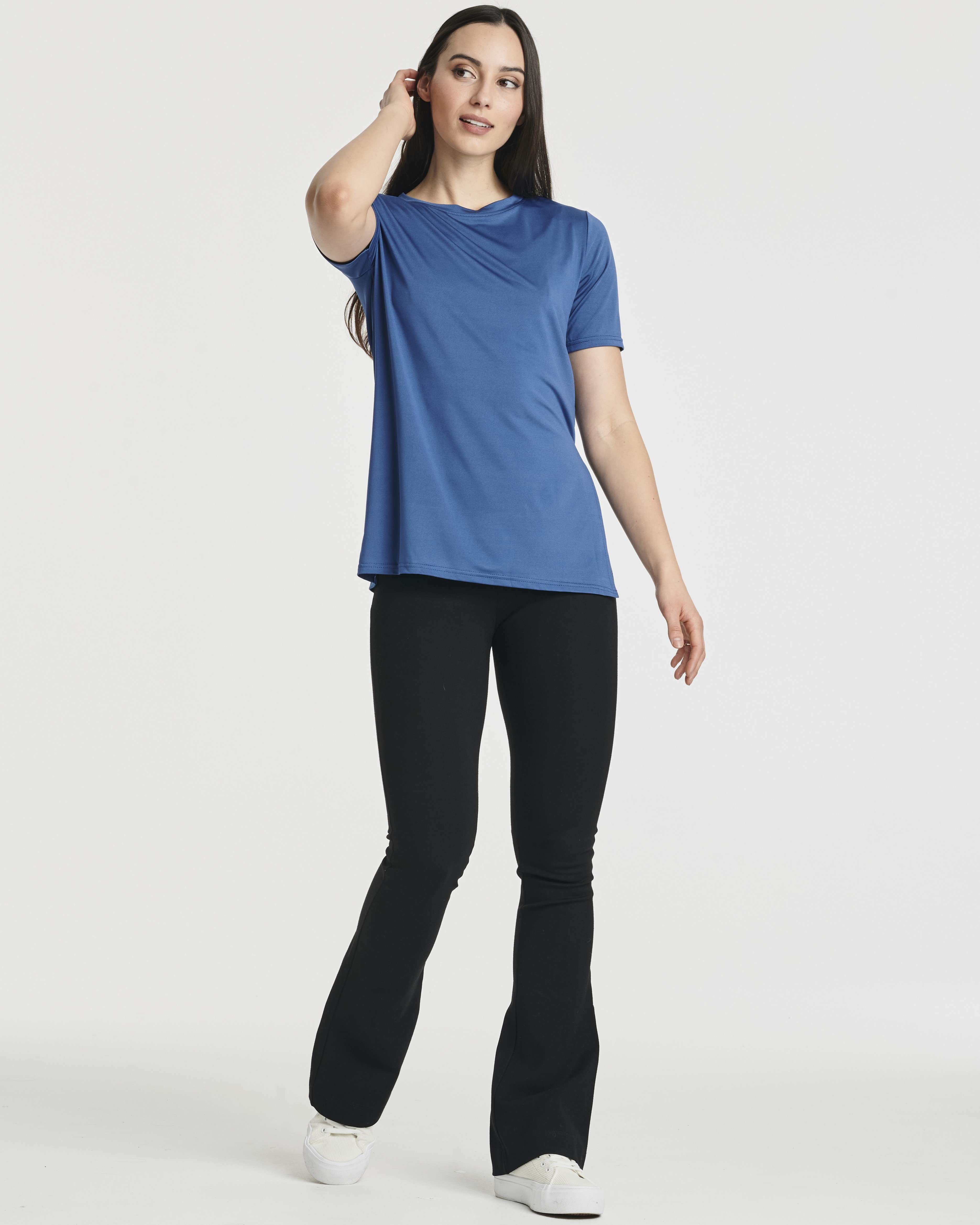 Real Essentials 5 Pack: Women's Short Sleeve Active Workout T-Shirts - Dry Fit Gym Tops with Split Hem (Plus Sizes)