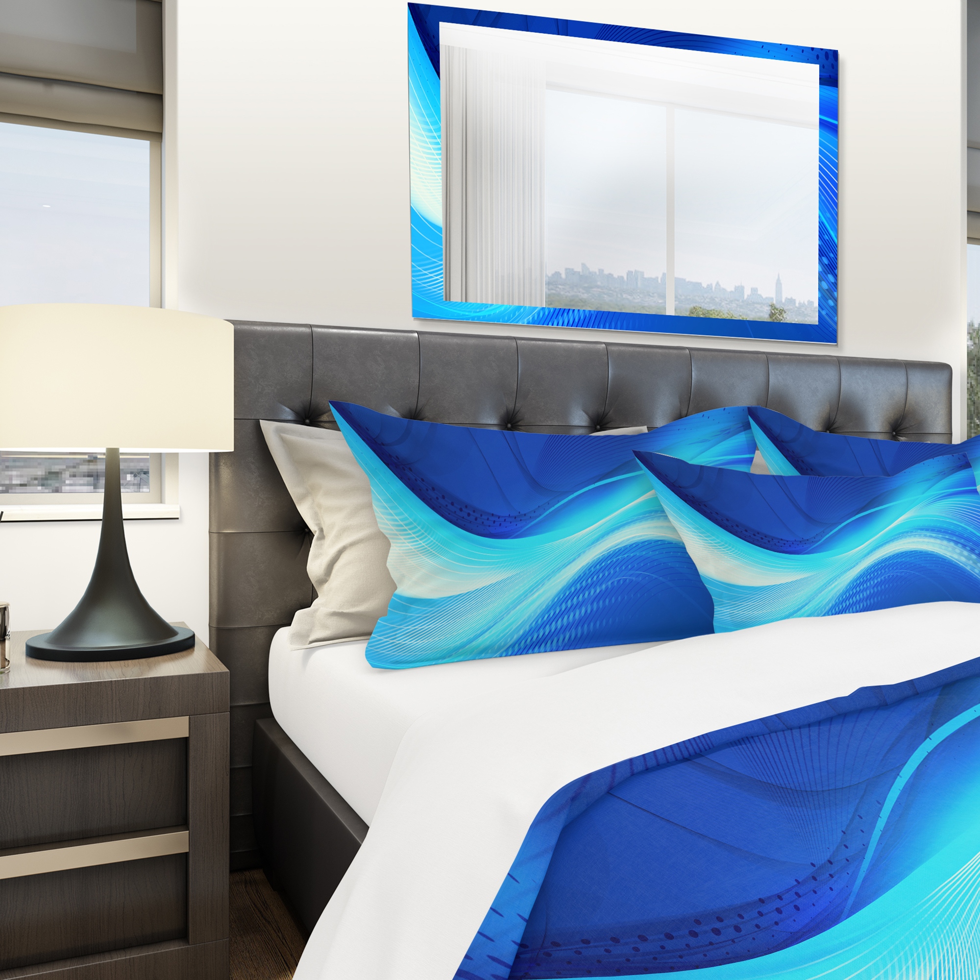Designart 'Blue Hues Abstract' Modern & Contemporary Duvet Cover Set