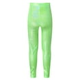 thumbnail image 2 of YONGHS Kids Girls Shiny Metallic Stretchy Dance Pants Disco Leggings Footless Skinny Tights Trousers Fluorescent Green 7-8, 2 of 7