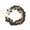 thumbnail image 1 of Xiao Hua Pulsera de cuentas hecha a mano, ideal para hombres y mujeres, con borlas de cristal de piedra natural irregular y gota de agua de piedra triturada (negra)., 1 of 5