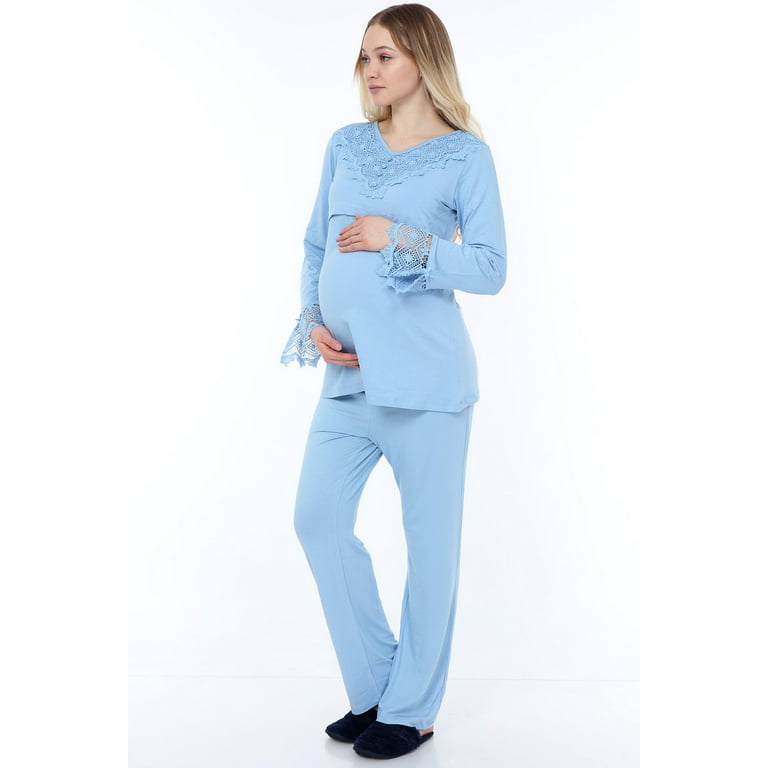 KISSGAL Women's Maternity Nursing Pajama Sets Postpartum Sleepwear