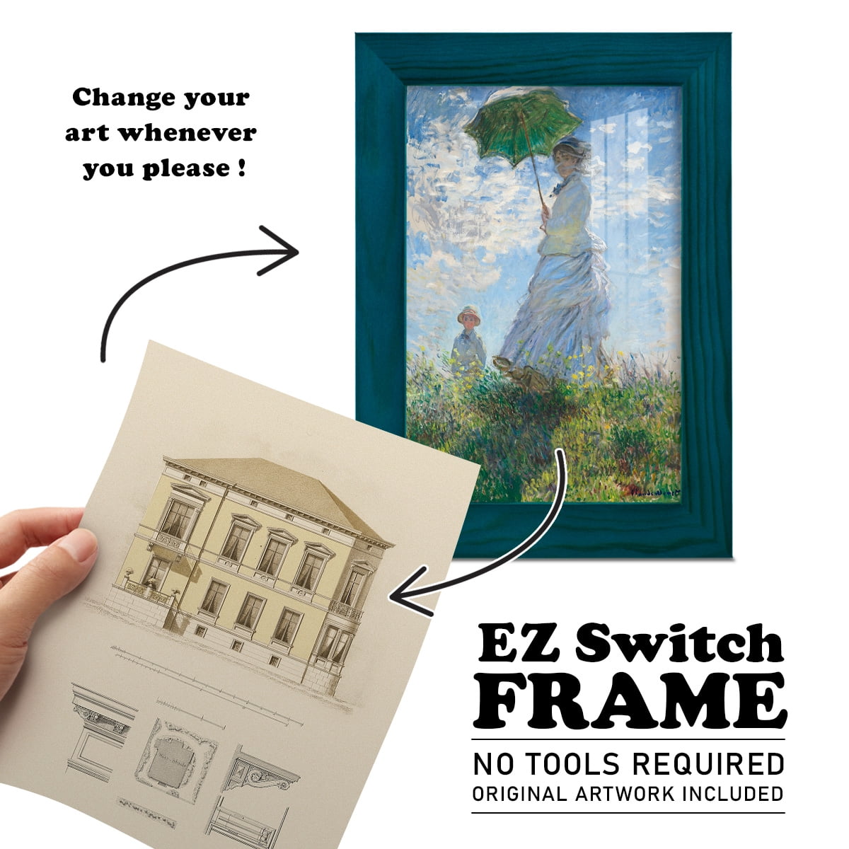 Estate and Plan VI -Framed Print w/glass-Ocean Blue