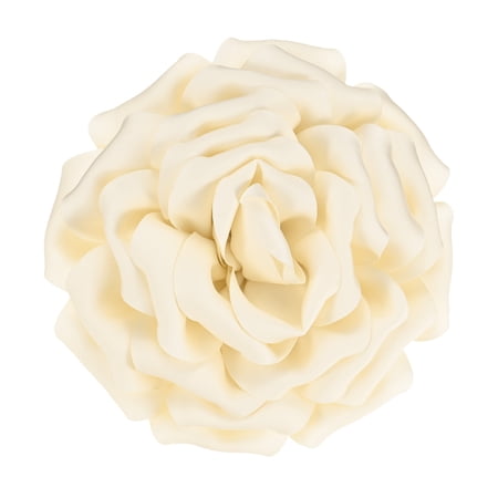 Uxcell Large Rose Flower Brooches Lapel Pin, Lapel Pins Dainty Satin Fabric for Wedding/Parties [16cm, Beige]