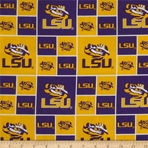 Louisiana State University Fabric Fine Cotton Classic Geometric Design-Sold by the Yard
