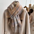 thumbnail image 2 of Nueva bufanda a cuadros coreana, chal cálido de otoño e invierno para mujer, bufandas de cachemira con borlas de alta calidad, bufandas cálidas informales de moda para mujer, 2 of 5