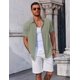 thumbnail image 4 of Camisa COOFANDY de lino verde salvia de manga corta para hombre, 4 of 6