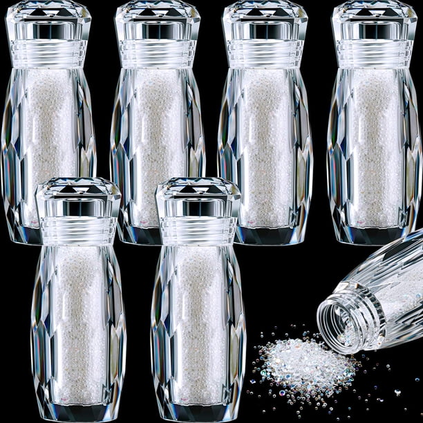 6 botellas de micro cuentas de caviar micro cuentas de duendecillo micro cuentas de uñas grava diamantes de uñas piedra cristal diamantes de imitación decoraciones de uñas para bricolaje uñas 3D (colo