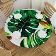 WYYP Hawaiian Luau Tablecloth for Party Decoration, Disposable Table Covers with Hawaii Green Palm Leaves, Table Cloth with Tropical Leaves 46-50