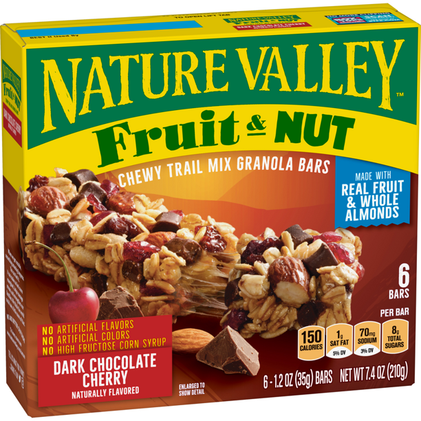 Nature Valley Chewy Trail Mix Granola Bar, Dark Chocolate Cherry, 12