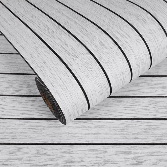 VEELIKE Whitewashed Oak Wood Contact Paper Peel and Stick Foam Slat Panels for Bedroom Self Adhesive White Wood Wallpaper for Kitchen Removable Vinyl Wall Paper for Walls Ceiling 17''x118''