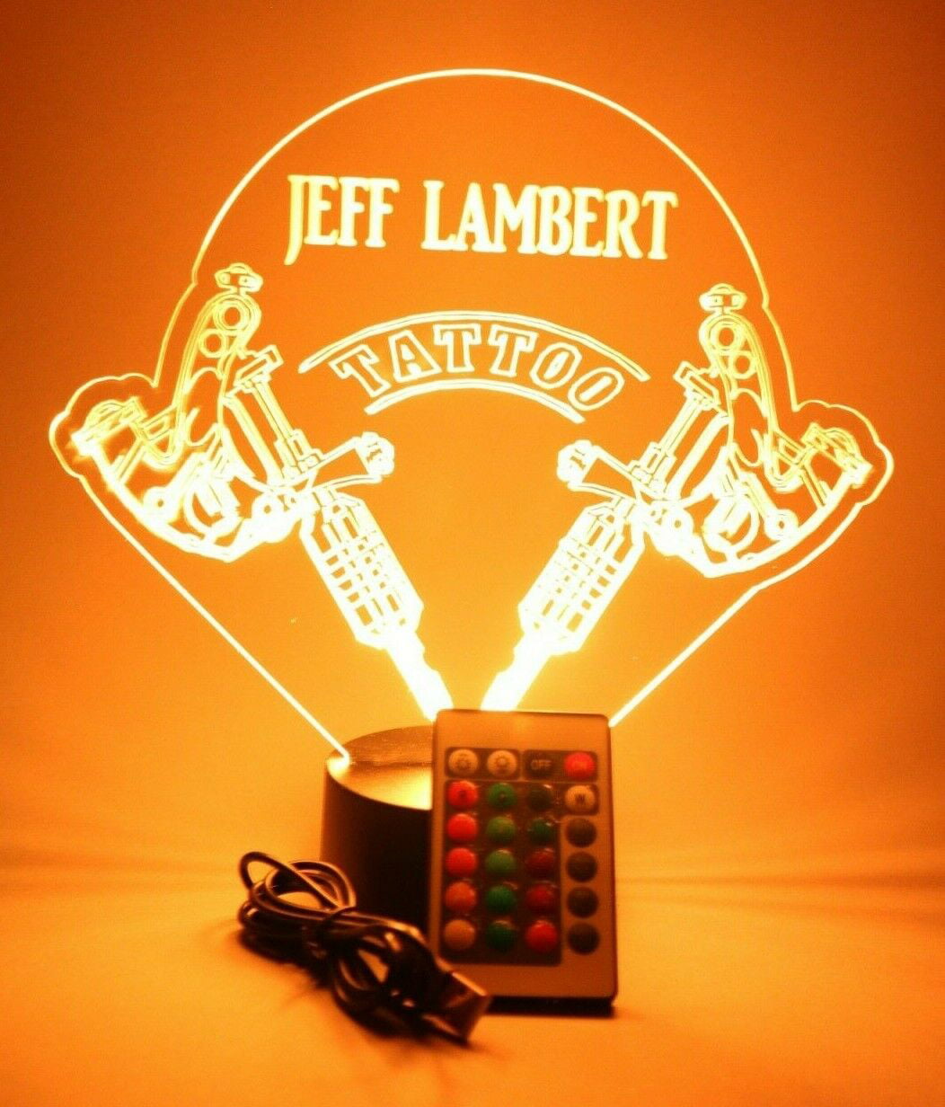 Personalized Name Tattoo Shop LED Night Light Lamp with Tattoo Artist Gift