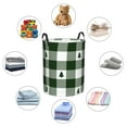 thumbnail image 6 of Fotbe Laundry Hamper With Durable Leather Laundry Basket Green White Lumberjack Plaid Thickened Waterproof Round Collapsible Laundry Hamper, Dirty Clothes Laundry Basket, 6 of 8