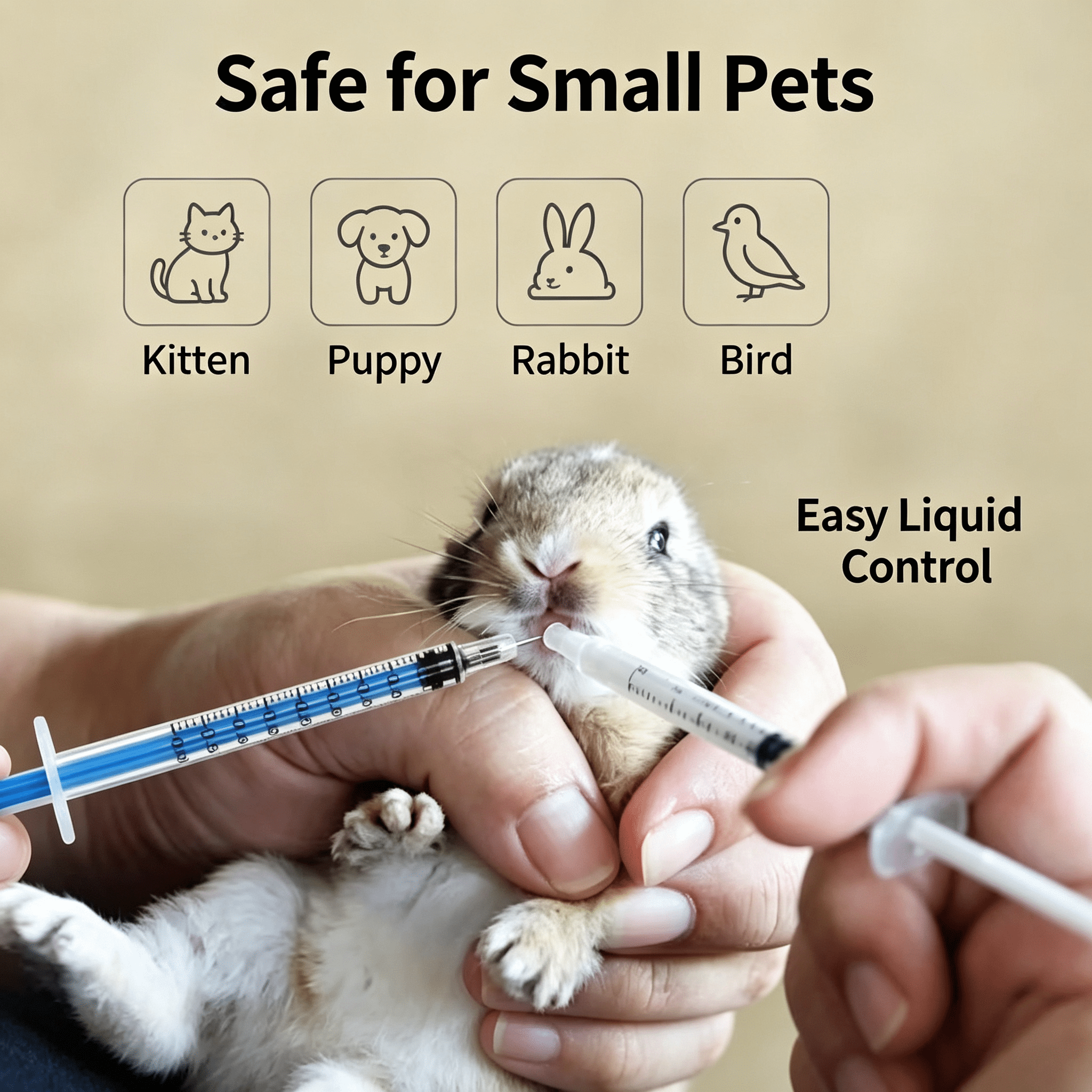 1ml Luer Slip Oral Syringe with Caps, Accurate Liquid Dispenser for Pet Medicine & Feeding