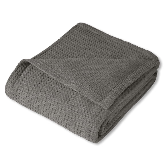 100% Cotton Blanket, Luxury Bed Blanket & Throw Blanket by Sweet Home Collection® - Full/Queen, Dark Grey
