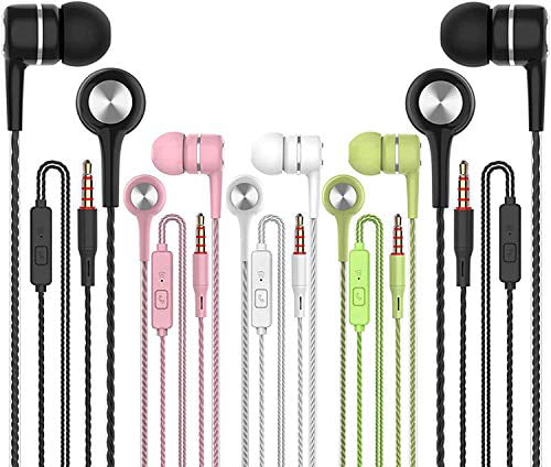 Universal 3.5mm Wired Earphone in Ear New Headphones Bass with Multi-Function One-Button Remote Control for Android Suitable for Smartphones Black Green Laptops MP3/MP4 Tablets etc