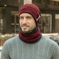 thumbnail image 3 of Luxsea Men Autumn Winter Beanie Hat Scarf Set Fluffy Knitted Cap Neck Warmer Headwear, 3 of 4