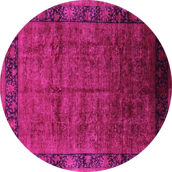 Ahgly Company Indoor Round Oriental Pink Industrial Area Rugs, 6' Round