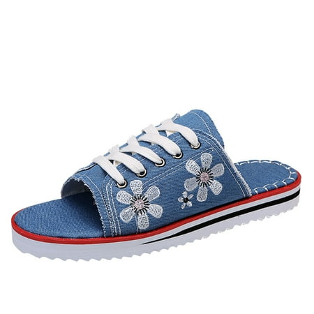 

zttd fashion women summer lace-up flowers shoes beach peep toe breathable sandals women s slipper a