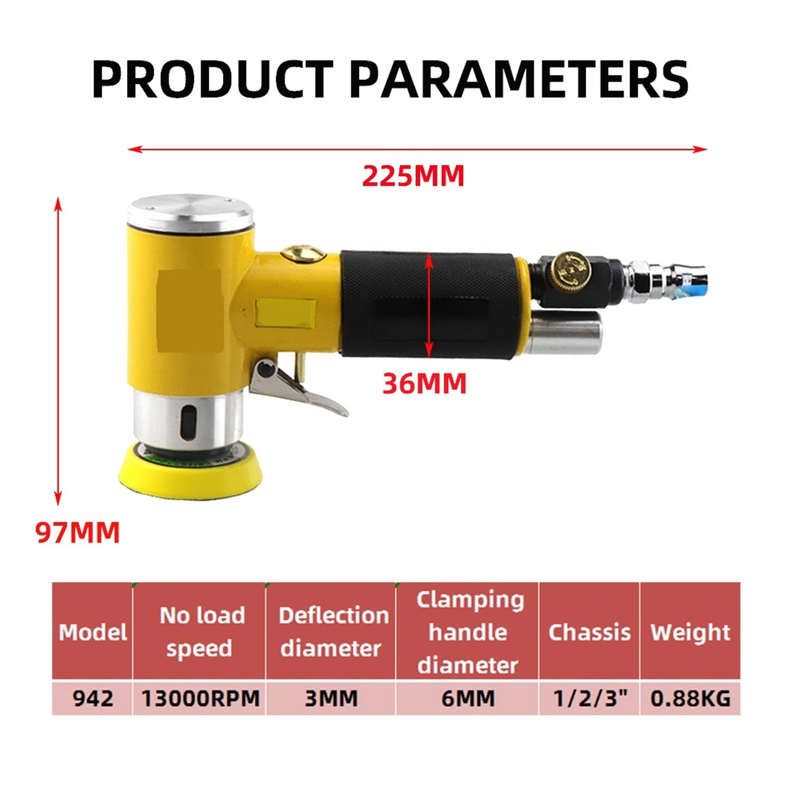 Mini Orbital 2/3" Air Sander Pneumatic Polisher Grinder Buffer Dual Action Orbital Polisher 80PCS Sanderpaper Set ,Equipment Stability