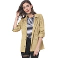 thumbnail image 1 of INSPIRE CHIC Women's Solid Drawstring Waist Flap Pocket Utility Jacket, 1 of 6