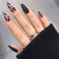 thumbnail image 1 of Prensa en las uñas Uñas postizas mate medianas con diseño Vaca Cubierta completa Puntas de uñas postizas artificiales para mujeres y niñas 24 piezas Namotu HMYH852, 1 of 6