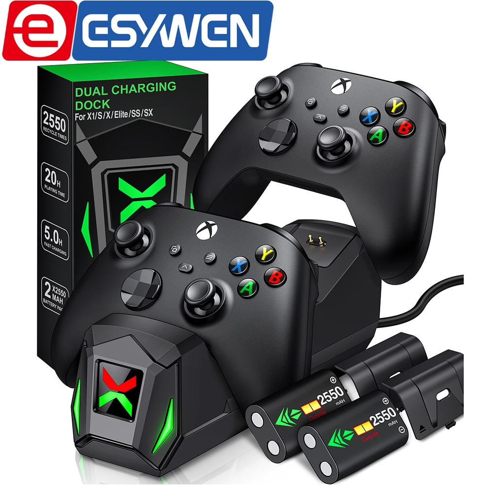 ESYWEN Controller Charger for Xbox, 2x2550mAh Rechargeable Battery Packs for Xbox One/Series XS