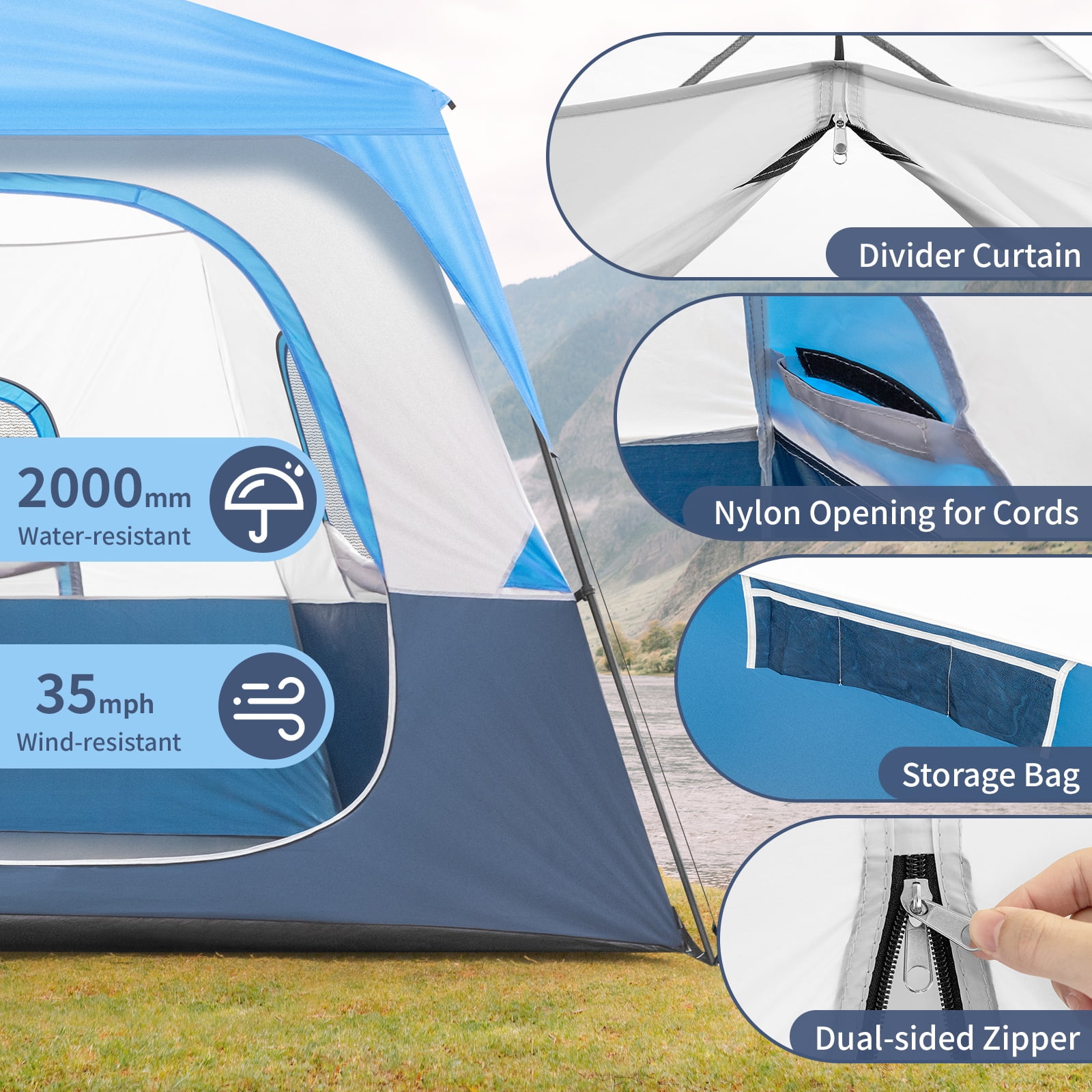 Ktaxon 14-Person Family Tent with Organizer for Camping Gear Portable Cabin Tent with Spacious Interior and Carry Bag