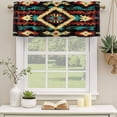 thumbnail image 2 of Boho Orange Teal Curtain Valances for Windows, Kitchen Valance Window Treatments Panel 2 Pack, Vintage Geometric Southwestern Ethnic Rod Pocket Short Curtains for Bathroom Bedroom 42 x 18 Inch, 2 of 8