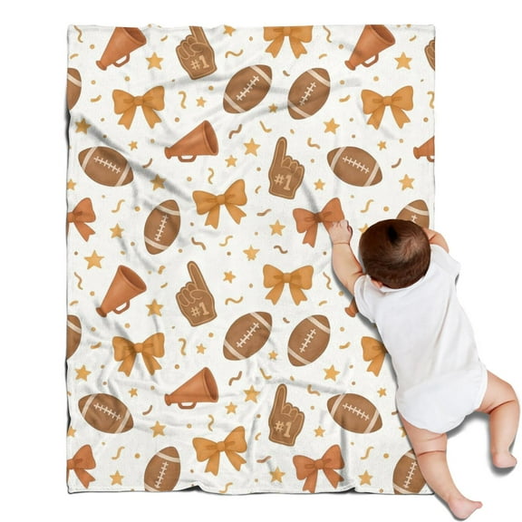 Football and Cheer Goods Pattern Blanket,Comfortable Soft Lamb Wool Throw Blanket,All Season,Warm Lightweight Blankets for Sofa Bed Couch Living Room Chair,30"x40"