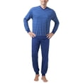 thumbnail image 2 of hajo conjunto de pijama para hombre - largo, puños, cuello en V, Klima-Light, mezcla de algodón Azul 5XL (5X-Large), 2 of 3