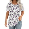 thumbnail image 2 of Gyedtr Summer Tops Going Out Tops For Women Women'S New Short Sleeve Round Neck Pullover Chest Pleated Casual Print Summer Tops For Women On6XL, 2 of 6