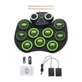 thumbnail image 1 of Ensemble de Tambours Électroniques Portables, 9 Pcs, Pratique Numérique, Noir et Vert, 1 of 8