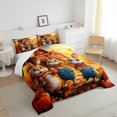 thumbnail image 3 of YST Cute Rabbit Comforter Set Full,Farmhouse Animal Print Bunny Bedding Set Kawaii Room Decor,Halloween Pumpkin Comforter Set Rustic Cabin Style Cartoon Animals Quilt Bed Set 3Pcs, 3 of 5