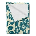 thumbnail image 2 of Floral Soft Flannel Fleece Blanket, Flower Petals Blossoms Shabby Form Fragrance Florets Nature Spring Tropical Design, Cozy Plush for Indoor and Outdoor Use, 70" x 90", Teal Cream, by Ambesonne, 2 of 5