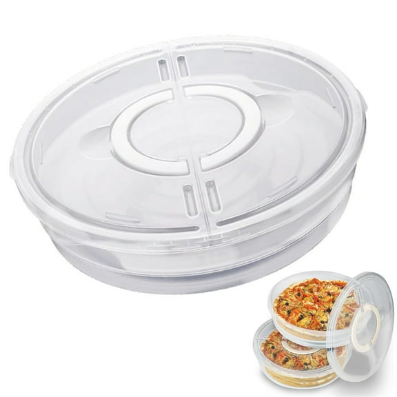 1Pcs Pie Container with Lid,Pizza Slice Storage Container with Handle,Round Snack Tray,Reusable Food Keeper,Plastic Bread Organiser,Pastry Products Box,for Home Kitchen Picnic Clear
