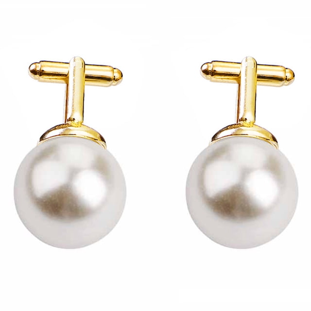 Trayknick 2Pcs Fashion Unisex Pearl Cufflinks Shirt Sleeve Buttons Clothes Accessory Gift