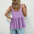 thumbnail image 4 of ZQGJB Women's Summer Flowy Tank Tops Loose Fit Sleeveless Strap Ruffle V Neck Shirts Babydoll Tunic Tank Peplum Tops Purple L, 4 of 7