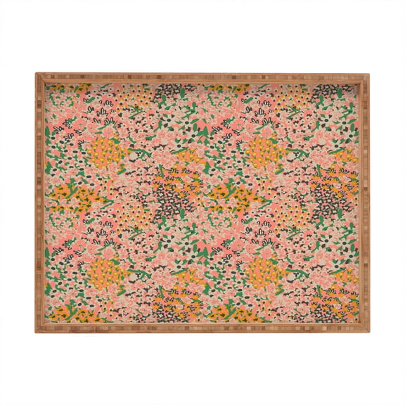 Society6 Holli Zollinger Maya Floral 18" x 14" Large Rectangular Bamboo Tray