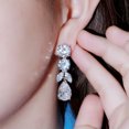 thumbnail image 4 of White Gold Plated Cubic Zirconia Round Amerian Crystal Leaf Dangle Drop Earrings, 4 of 9