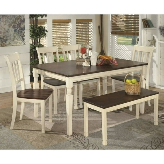 Ashley Whitesburg 6 Piece Dining Set with Bench in Brown 