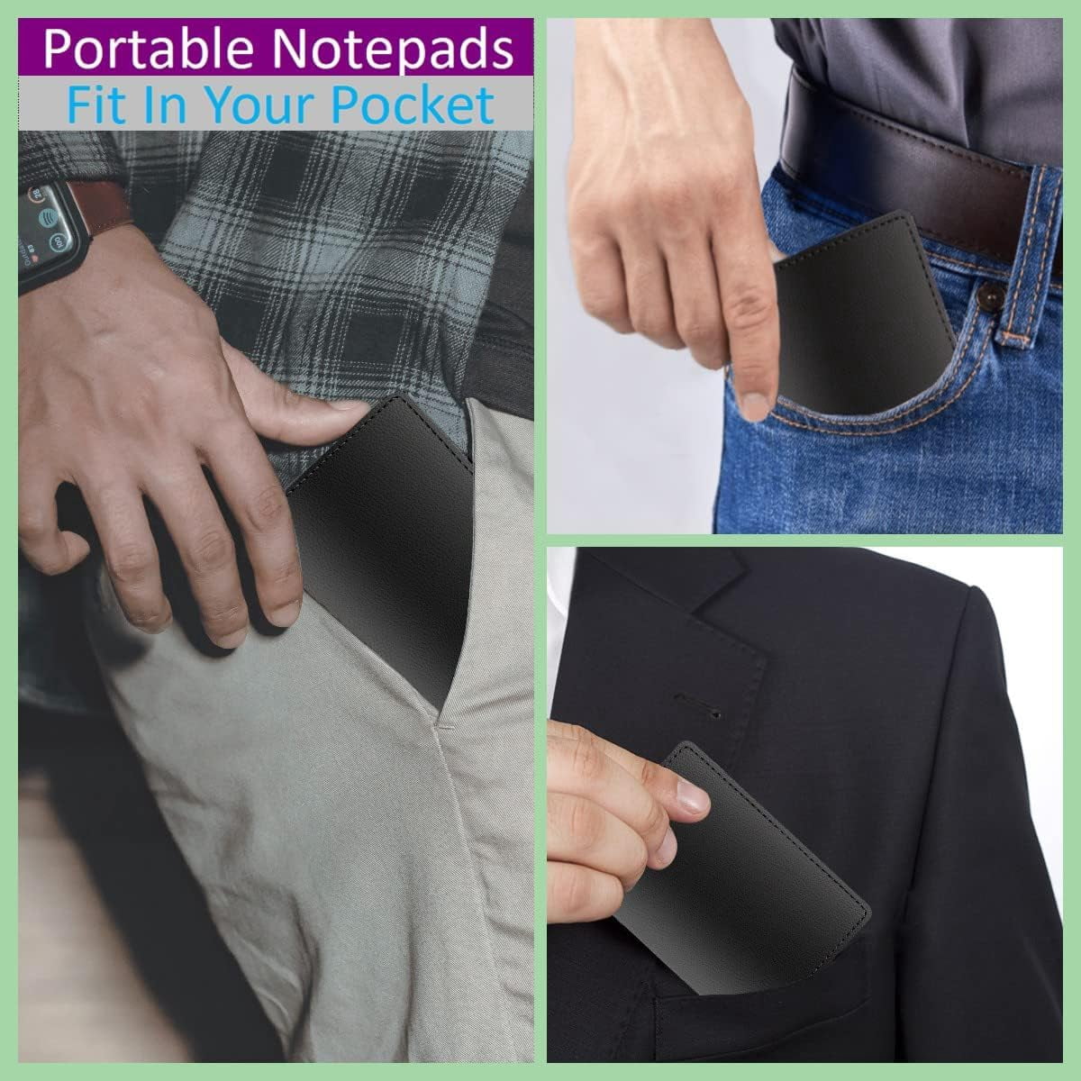 9 Pieces Mini Pocket Notepad Set,Included Leather Pocket Note Pad Holder,180 Sheets 6 Pack 3×5 Inch Small Notebook Refills,2 Metal Ballpoint Pens