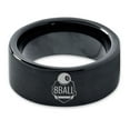 thumbnail image 2 of Tungsten 8-ball ring Band Ring 9mm Men Women Comfort Fit Black Flat Cut Brushed Polished, 2 of 4