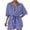Blue, variant on Qiopertar Women's Stripe Lapel Cardigan Button Mid Sleeve Belt Jumpsuit Shorts Casual Comfy Elastic Waist with Pockets Spring Summer Beach Vacation Fashion Romper, Blue XL