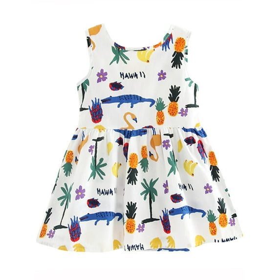 Kids Baby Girls Children Sleeveless Animal Printed Bowknot Party Dress Sundress