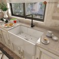 thumbnail image 2 of Mondawe 33" Fireclay Farmhouse Drop-In / Undermount Single Bowl Kitchen Sink in Gloss White/Black, 2 of 9