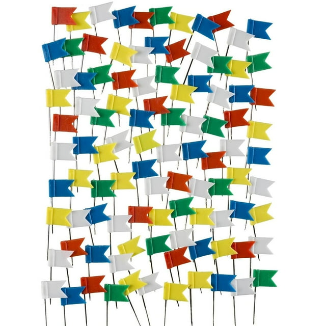 100 Pcs de Drapeaux; Épingles à Drapeaux en 5 Couleurs pour Tableaux d'Épingles, Cartes du Monde