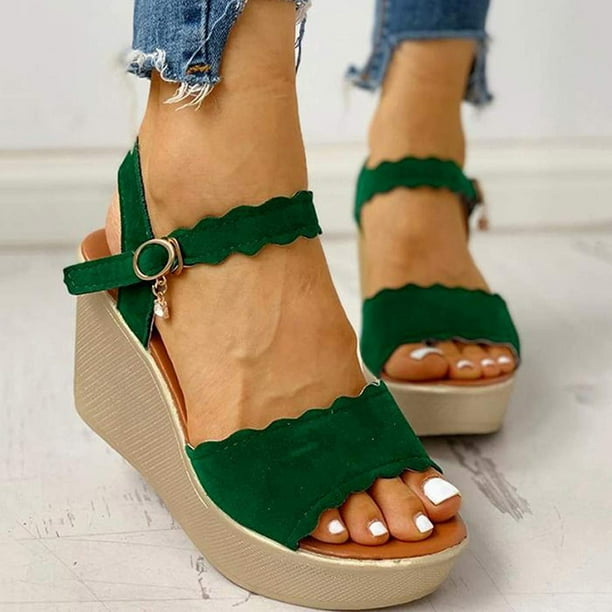 Kiplyki Wholesale Fashion Women Open Toe Solid Slope Heel High