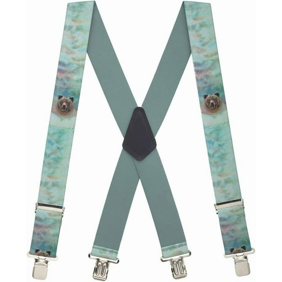 Suspender Store Novelty Brown Bear Suspenders - 2-Inch Wide Elastic - X-Back - Gator Clip - 3 Sizes