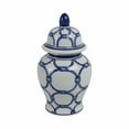 thumbnail image 6 of Traditional Decorative Ceramic Ginger Jar with Lid - Hand-Painted Ceramic - Classic Home Accent for Living Room, Office, Bedroom - 10" Blue & White, 6 of 10